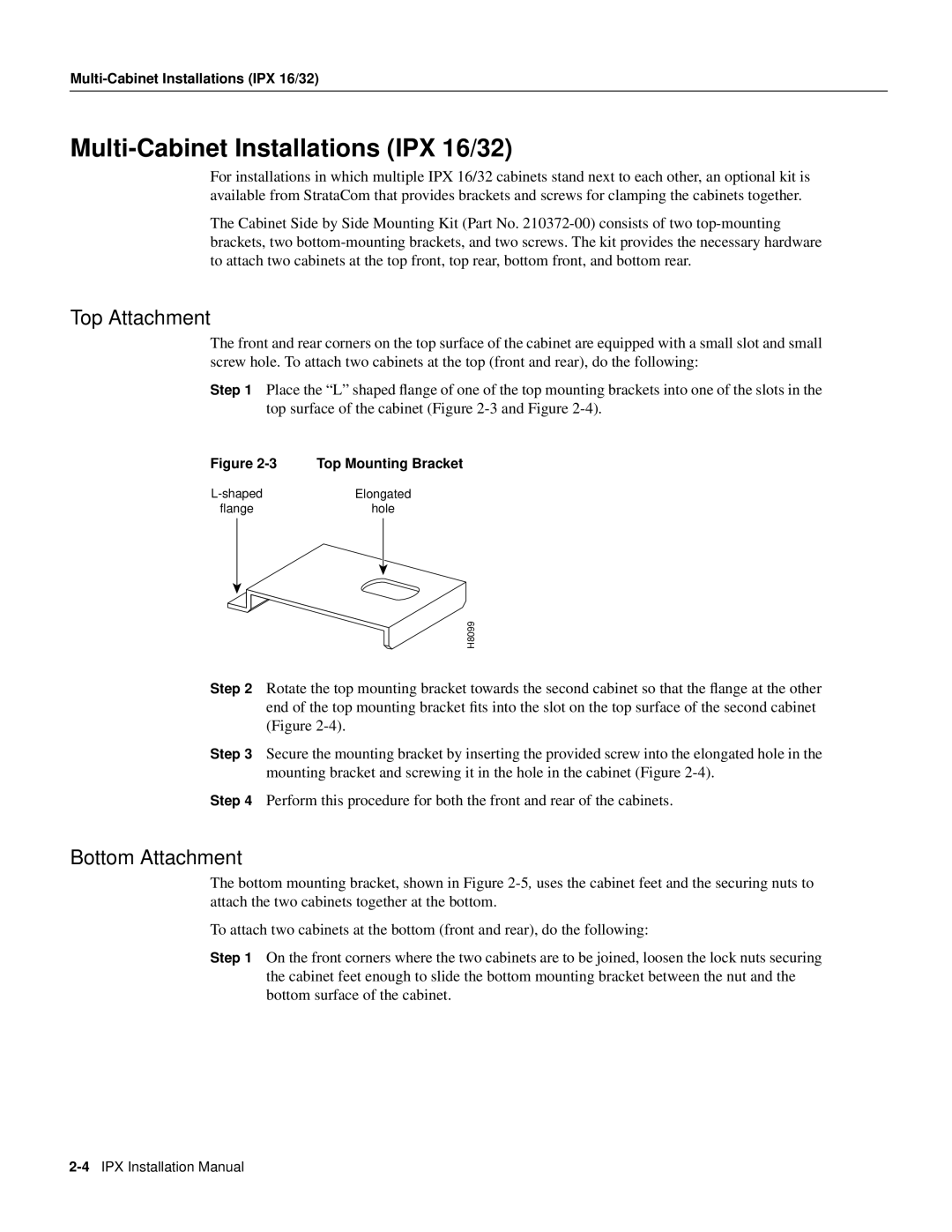 Cisco Systems BPX 8600 Series manual Multi-Cabinet Installations IPX 16/32, Top Attachment, Bottom Attachment 