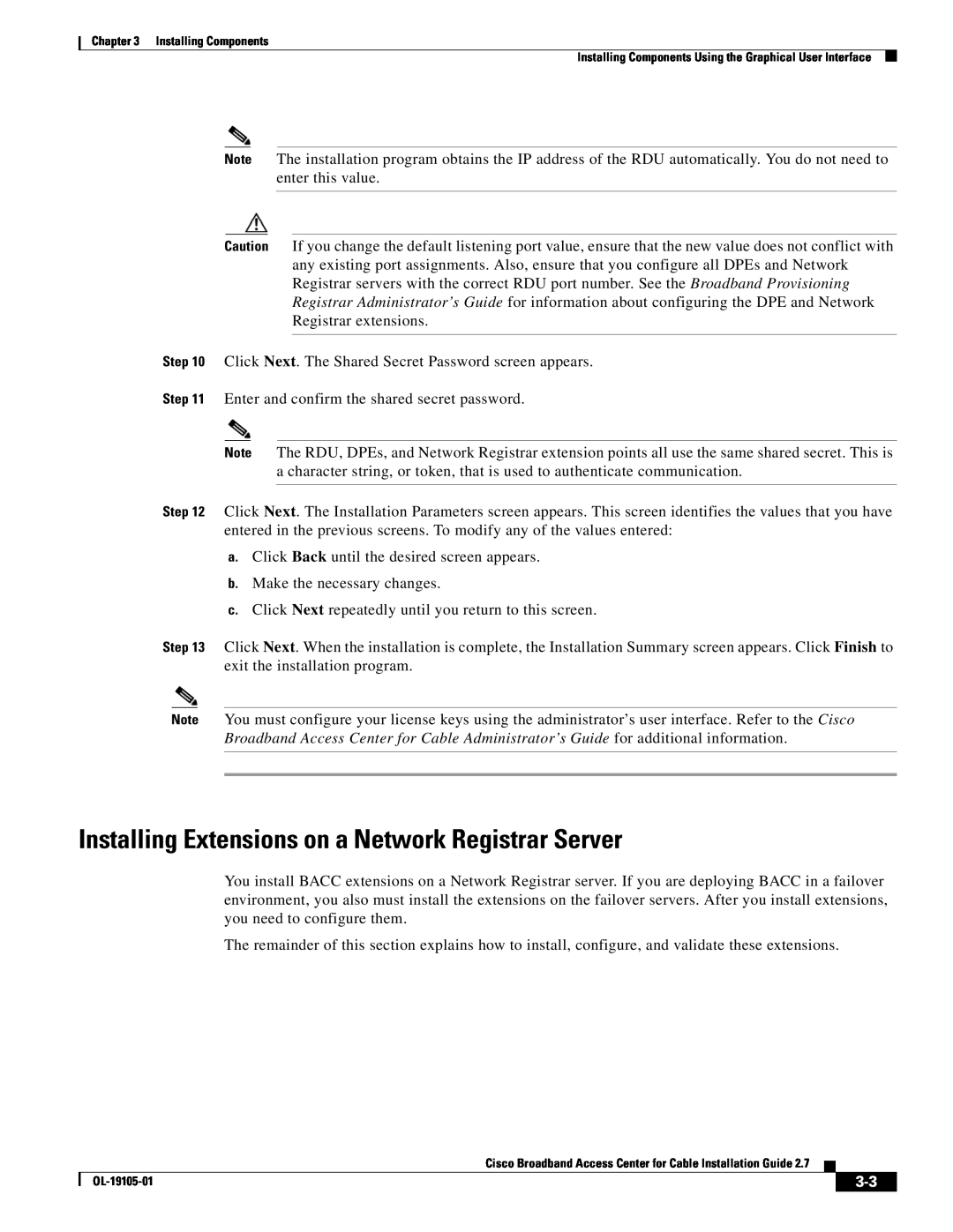Cisco Systems Broadband Access Center manual Installing Extensions on a Network Registrar Server 