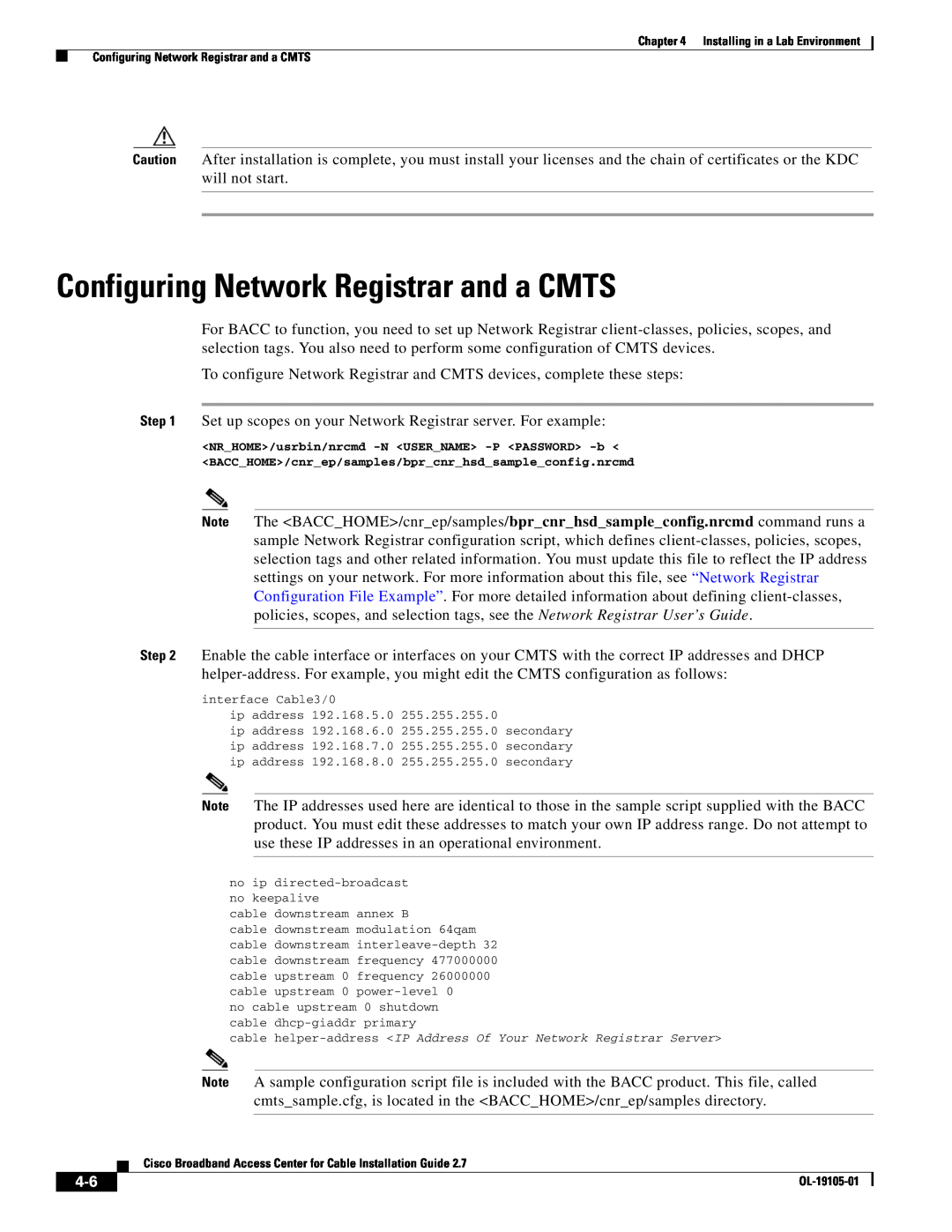 Cisco Systems Broadband Access Center manual Configuring Network Registrar and a CMTS 