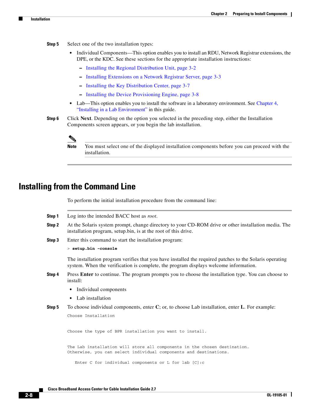 Cisco Systems Broadband Access Center manual Installing from the Command Line 