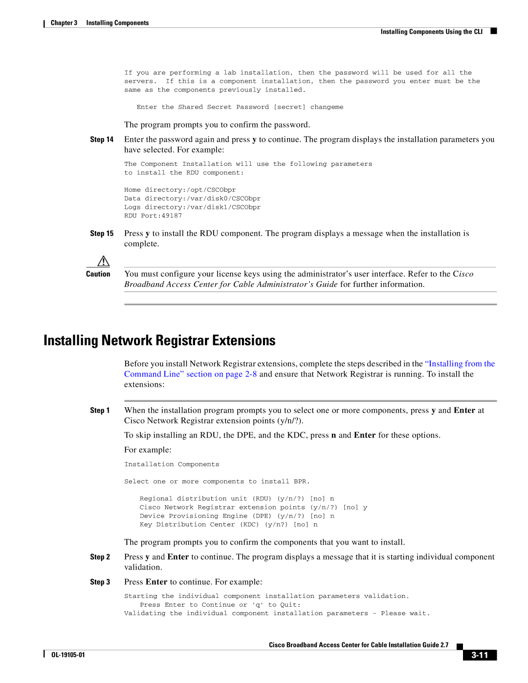 Cisco Systems Broadband Access Center manual Installing Network Registrar Extensions 