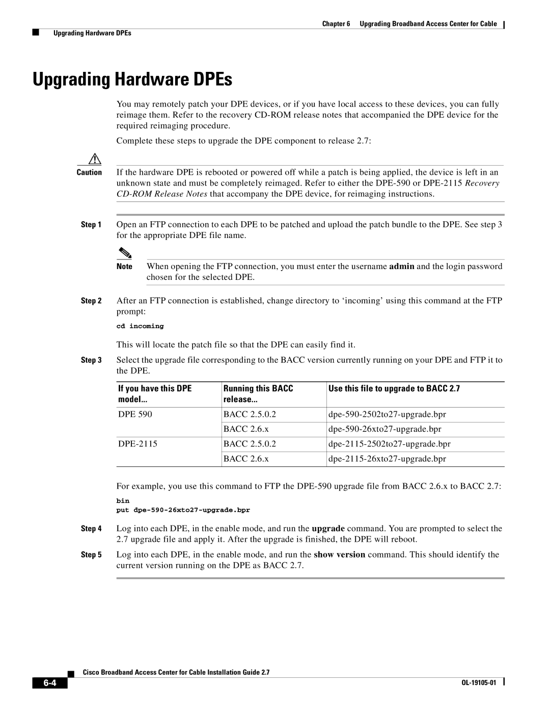 Cisco Systems Broadband Access Center manual Upgrading Hardware DPEs 