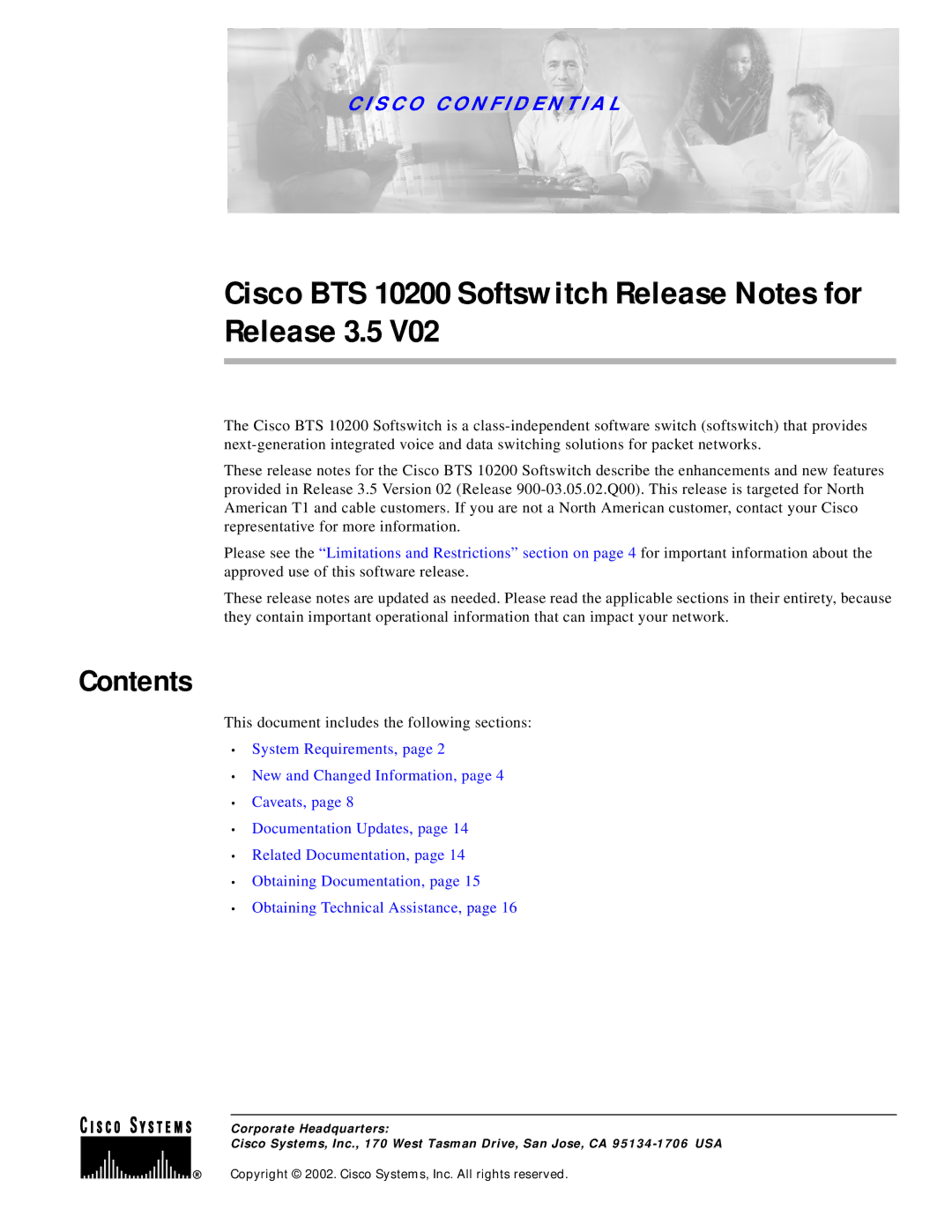 Cisco Systems manual Cisco BTS 10200 Softswitch Release Notes for Release 3.5, Contents 