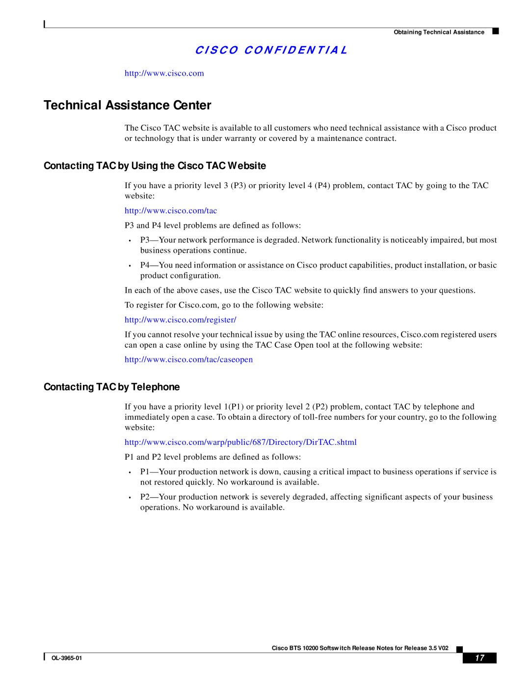 Cisco Systems BTS 10200 manual Technical Assistance Center, Contacting TAC by Using the Cisco TAC Website 