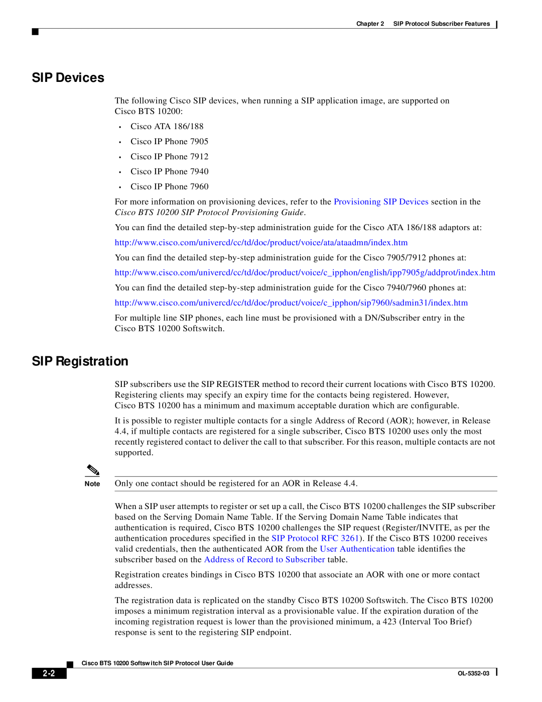 Cisco Systems BTS 10200 manual SIP Devices, SIP Registration 