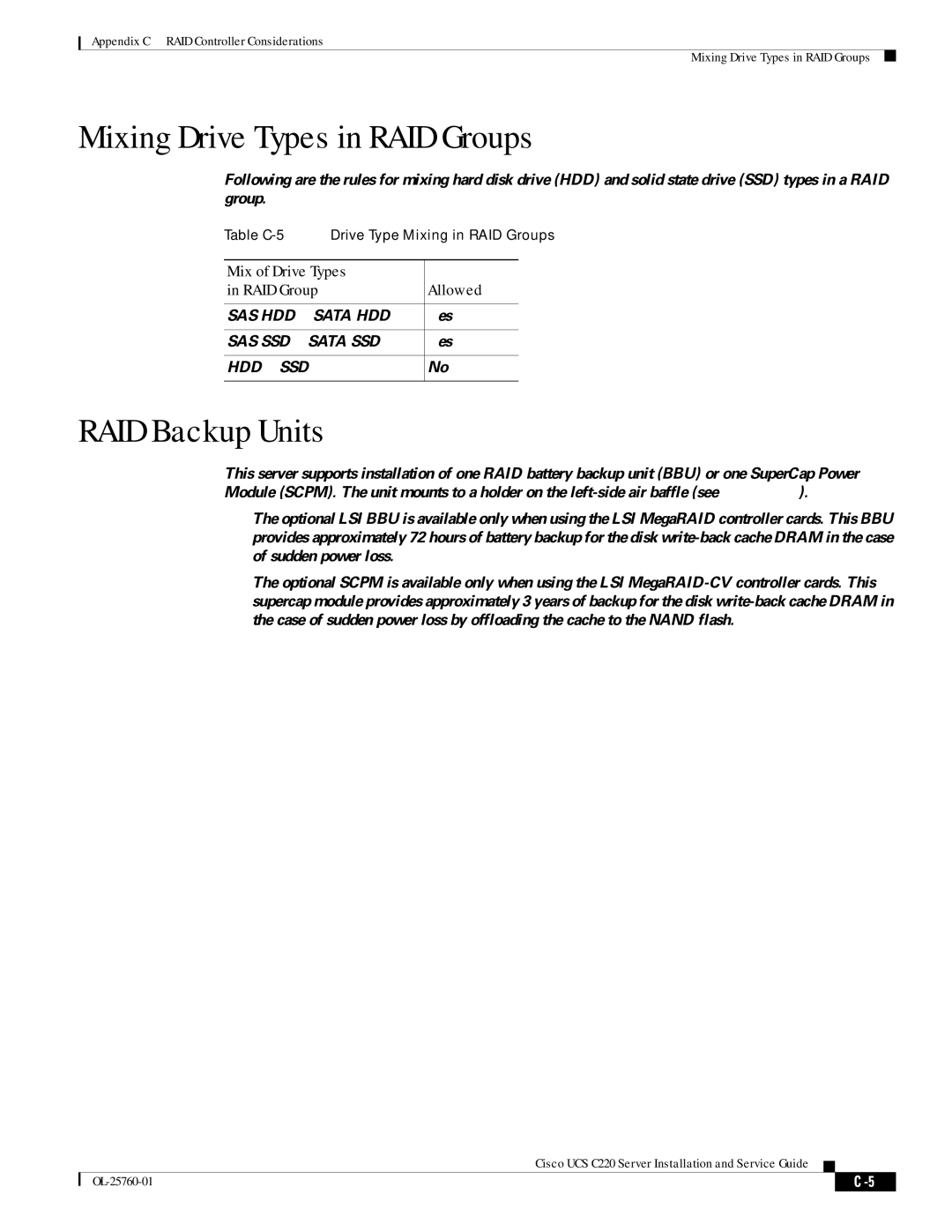 Cisco Systems UCSRAID9266CV, UCSSP6C220E, UCUCSEZC220M3S, 9266CV-8i manual RAID Backup Units 