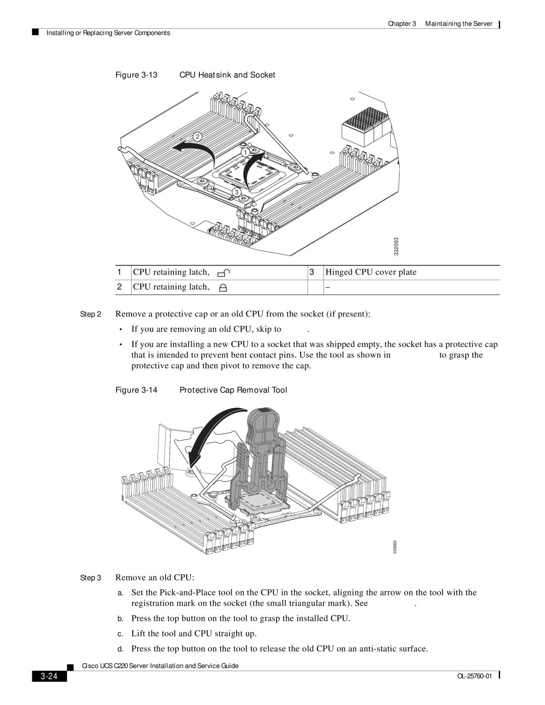 Cisco Systems UCSSP6C220E, UCUCSEZC220M3S, UCSRAID9266CV, 9266CV-8i manual CPU Heatsink and Socket 