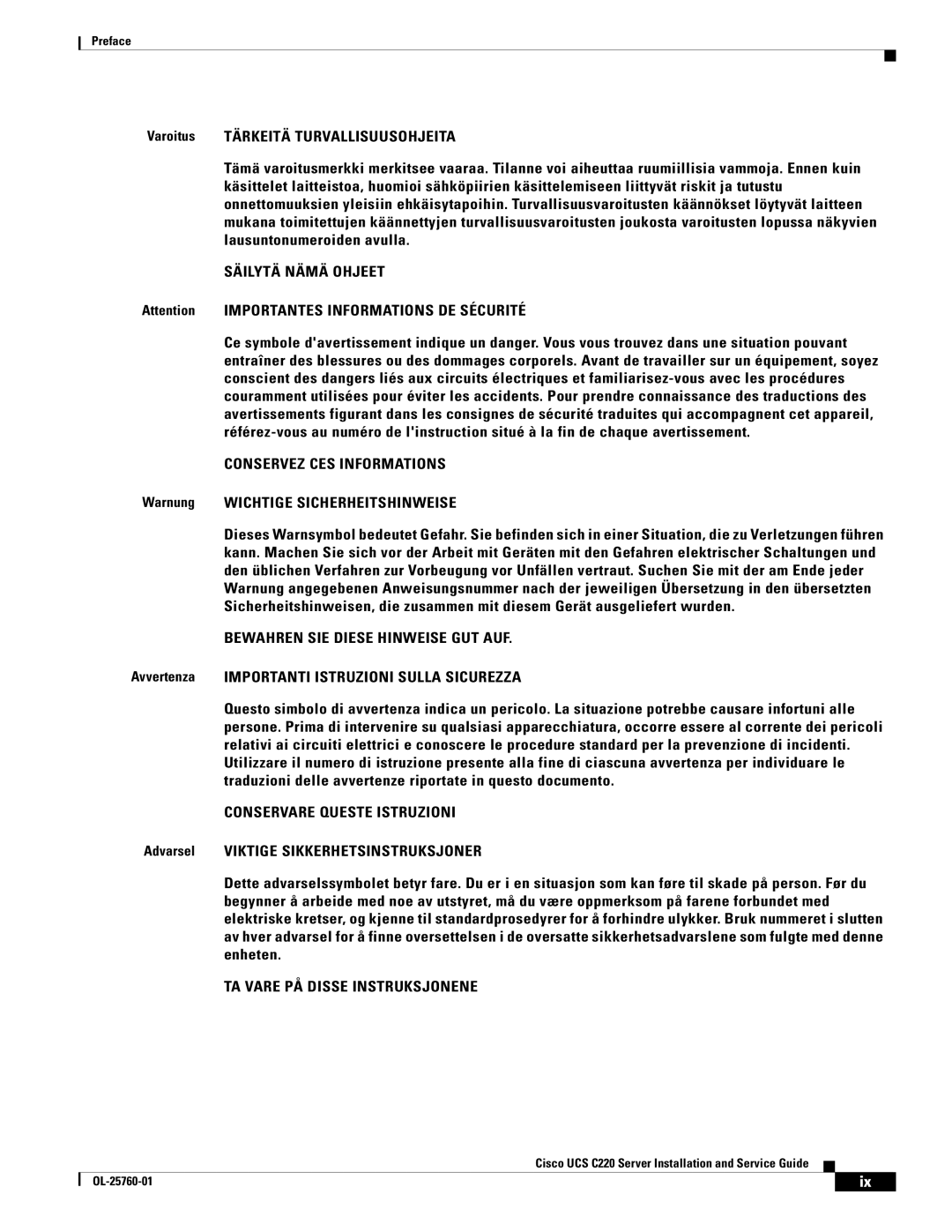 Cisco Systems 9266CV-8i, UCSSP6C220E, UCUCSEZC220M3S, UCSRAID9266CV manual Säilytä Nämä Ohjeet 