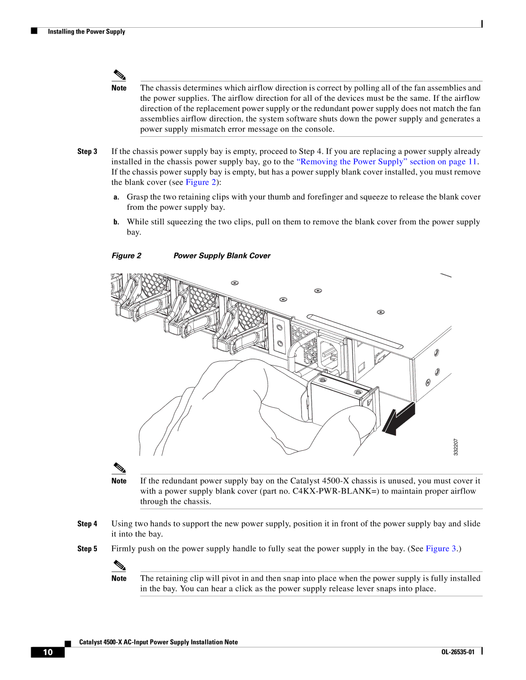 Cisco Systems C4KX-PWR-BLANK, 750W, 4500X AC, C4KX-PWR-750AC-F, C4KXPWR750ACR specifications Power Supply Blank Cover 