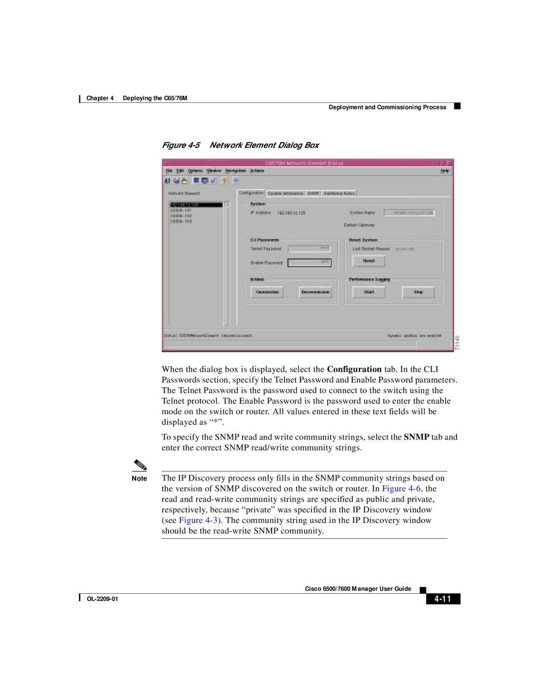 Cisco Systems 76M, C65 manual Network Element Dialog Box 