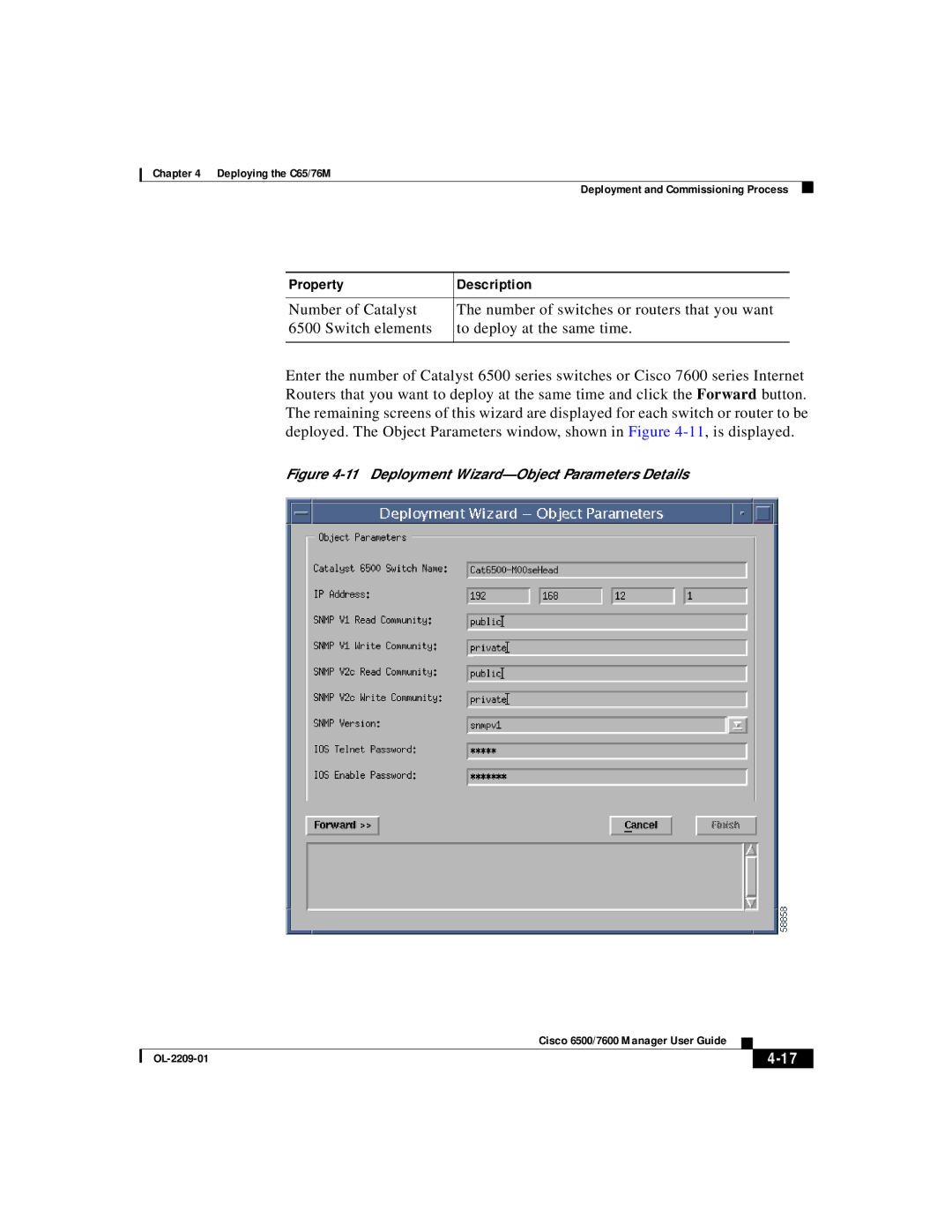 Cisco Systems 76M, C65 manual Deployment Wizard-Object Parameters Details 