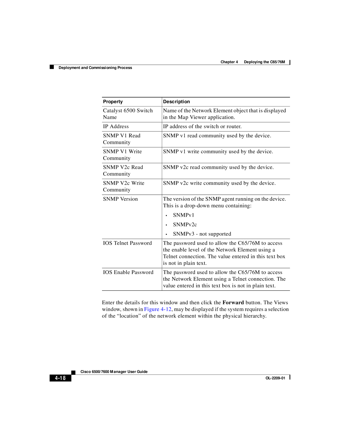 Cisco Systems C65, 76M manual Property Description 