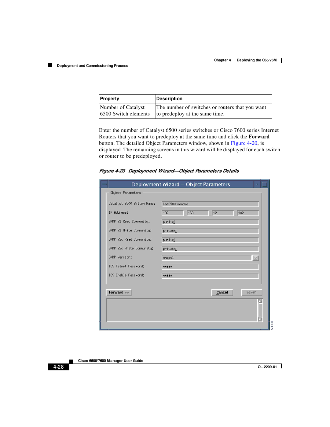 Cisco Systems C65, 76M manual Deployment Wizard-Object Parameters Details 