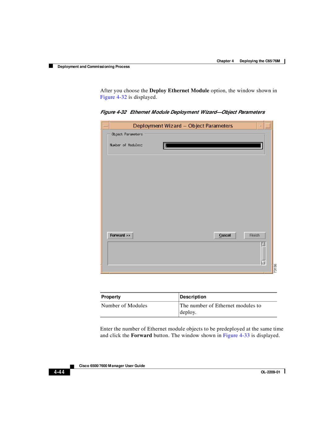 Cisco Systems C65, 76M manual Ethernet Module Deployment Wizard-Object Parameters 