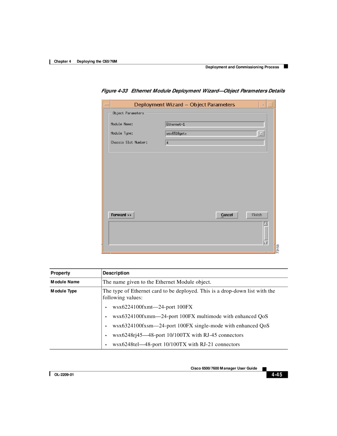 Cisco Systems 76M, C65 manual Name given to the Ethernet Module object 