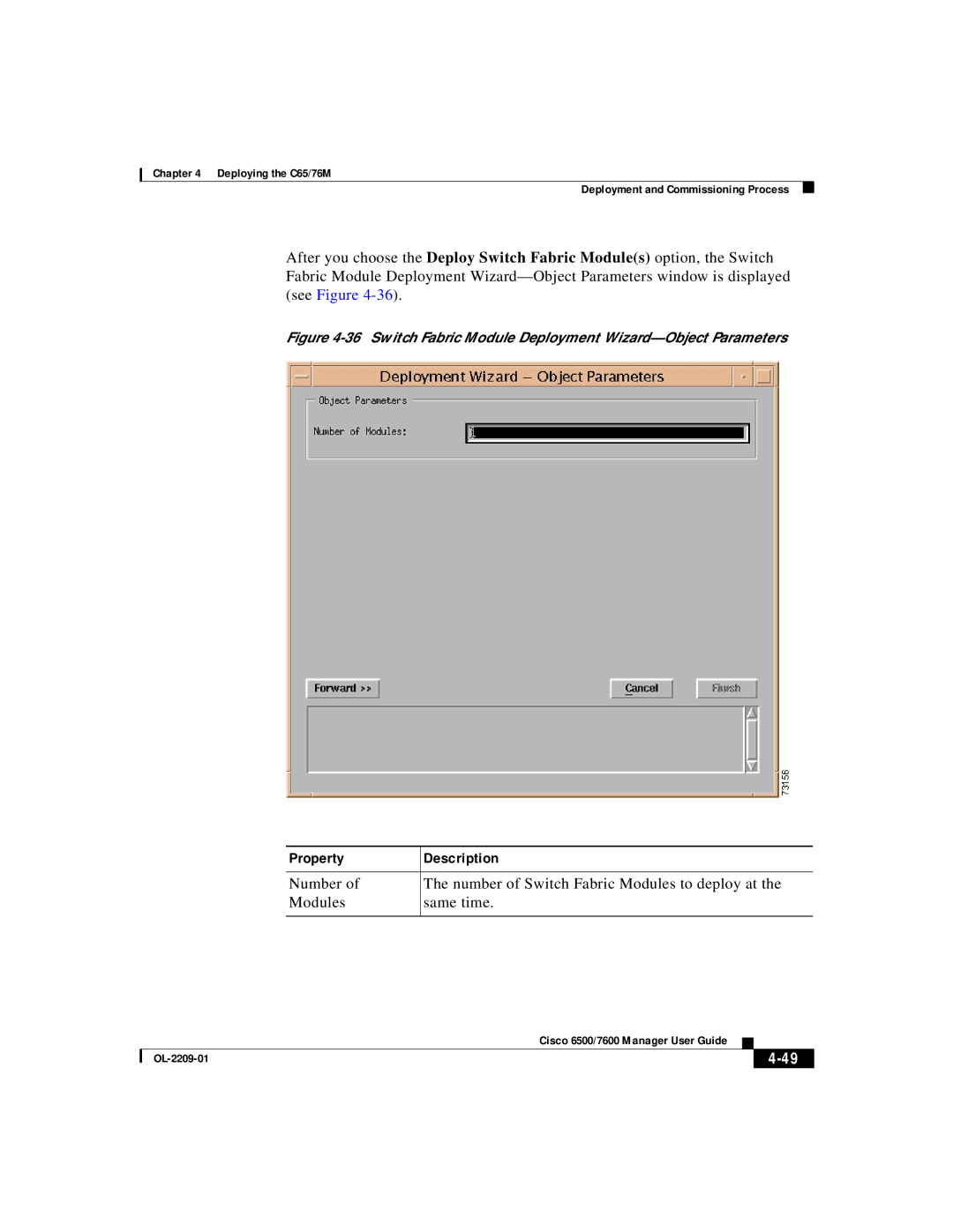 Cisco Systems 76M, C65 manual Switch Fabric Module Deployment Wizard-Object Parameters 