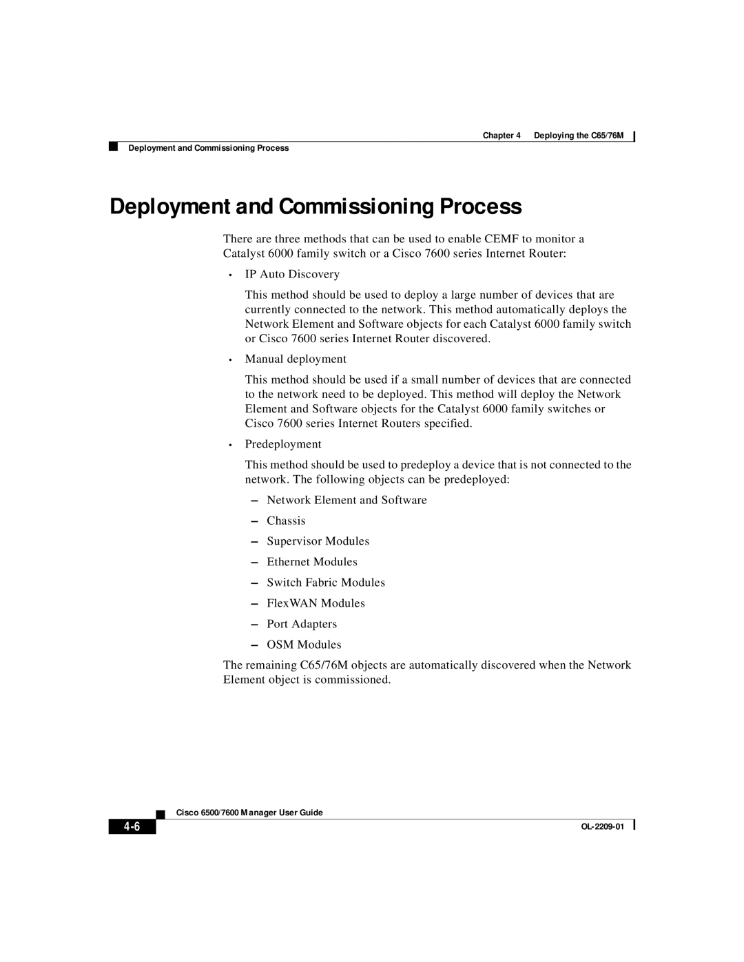 Cisco Systems C65, 76M manual Deployment and Commissioning Process 