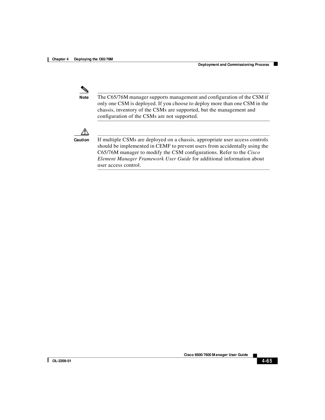 Cisco Systems manual Deploying the C65/76M Deployment and Commissioning Process 