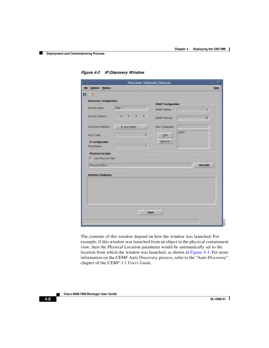 Cisco Systems C65, 76M manual IP Discovery Window 