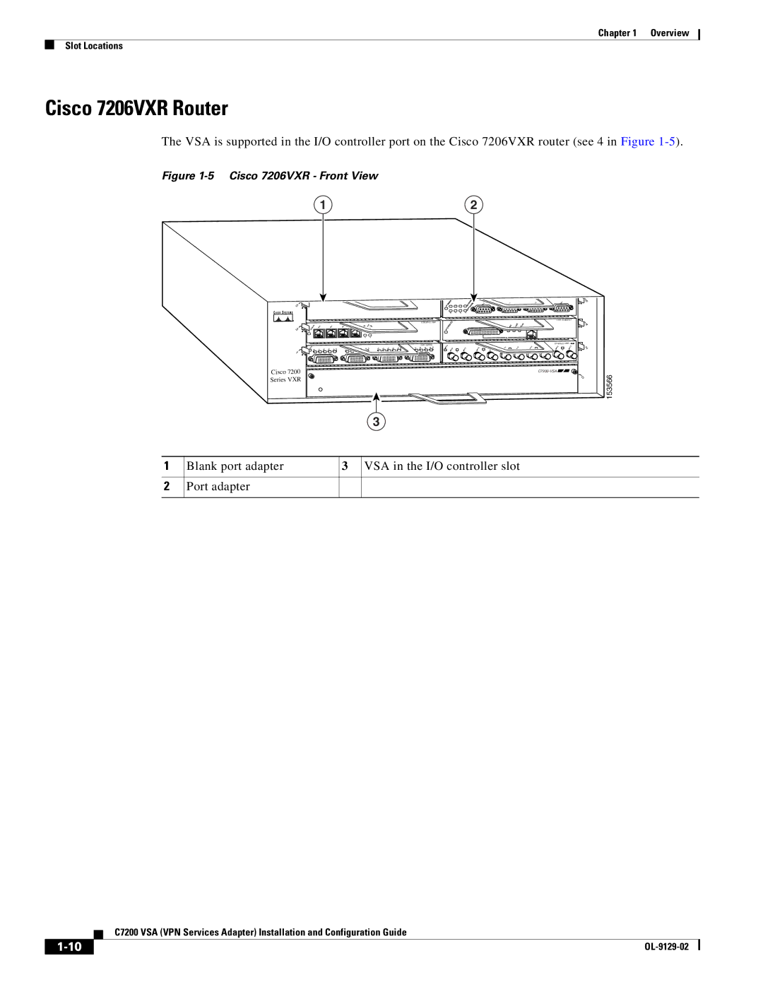 Cisco Systems C7200 manual Cisco 7206VXR Router, Cisco 7206VXR Front View 