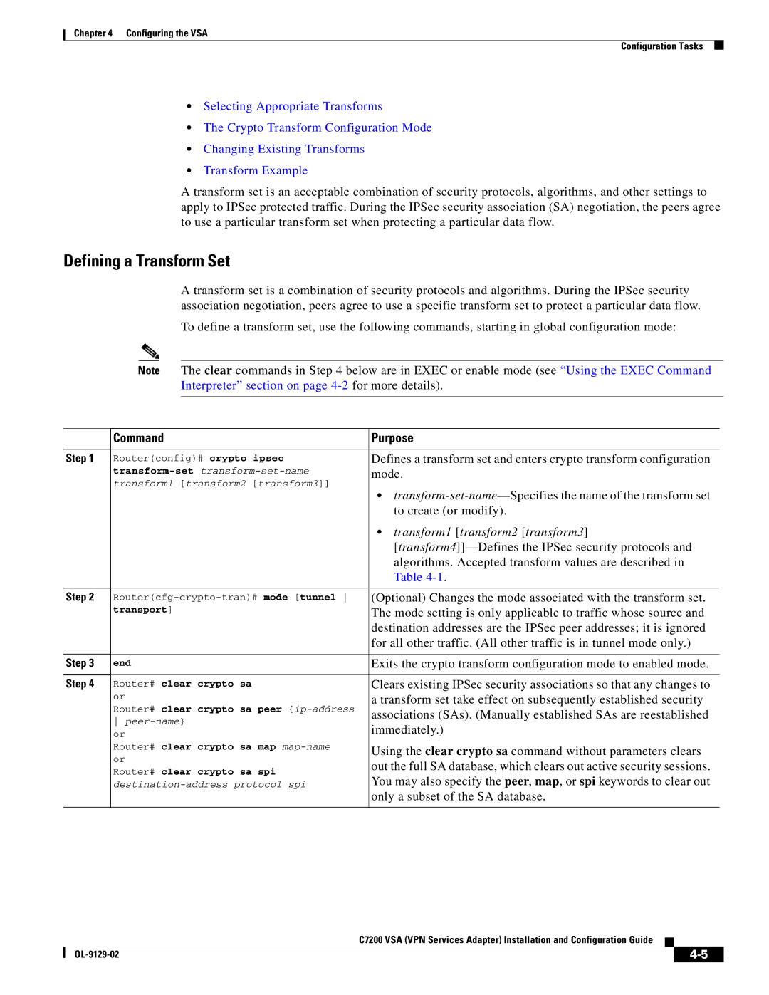 Cisco Systems C7200 manual Defining a Transform Set 