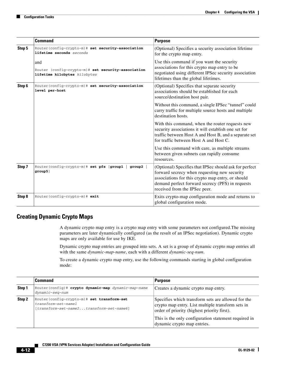 Cisco Systems C7200 manual Creating Dynamic Crypto Maps 