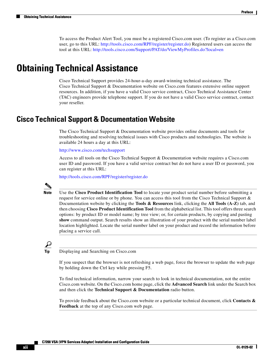 Cisco Systems C7200 manual Obtaining Technical Assistance, Cisco Technical Support & Documentation Website 