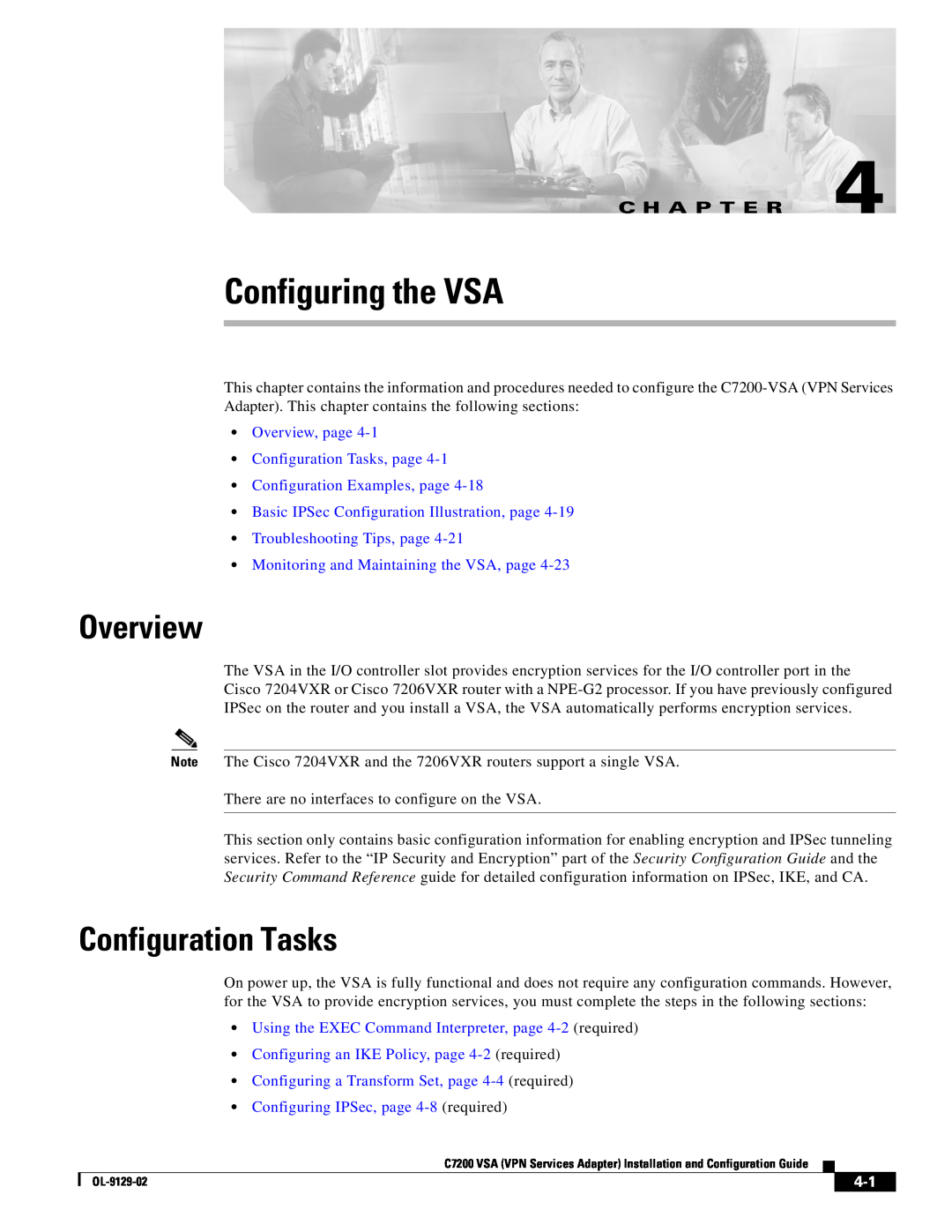 Cisco Systems C7200 manual Configuring the VSA, Overview, Configuration Tasks, Basic IPSec Configuration Illustration, page 