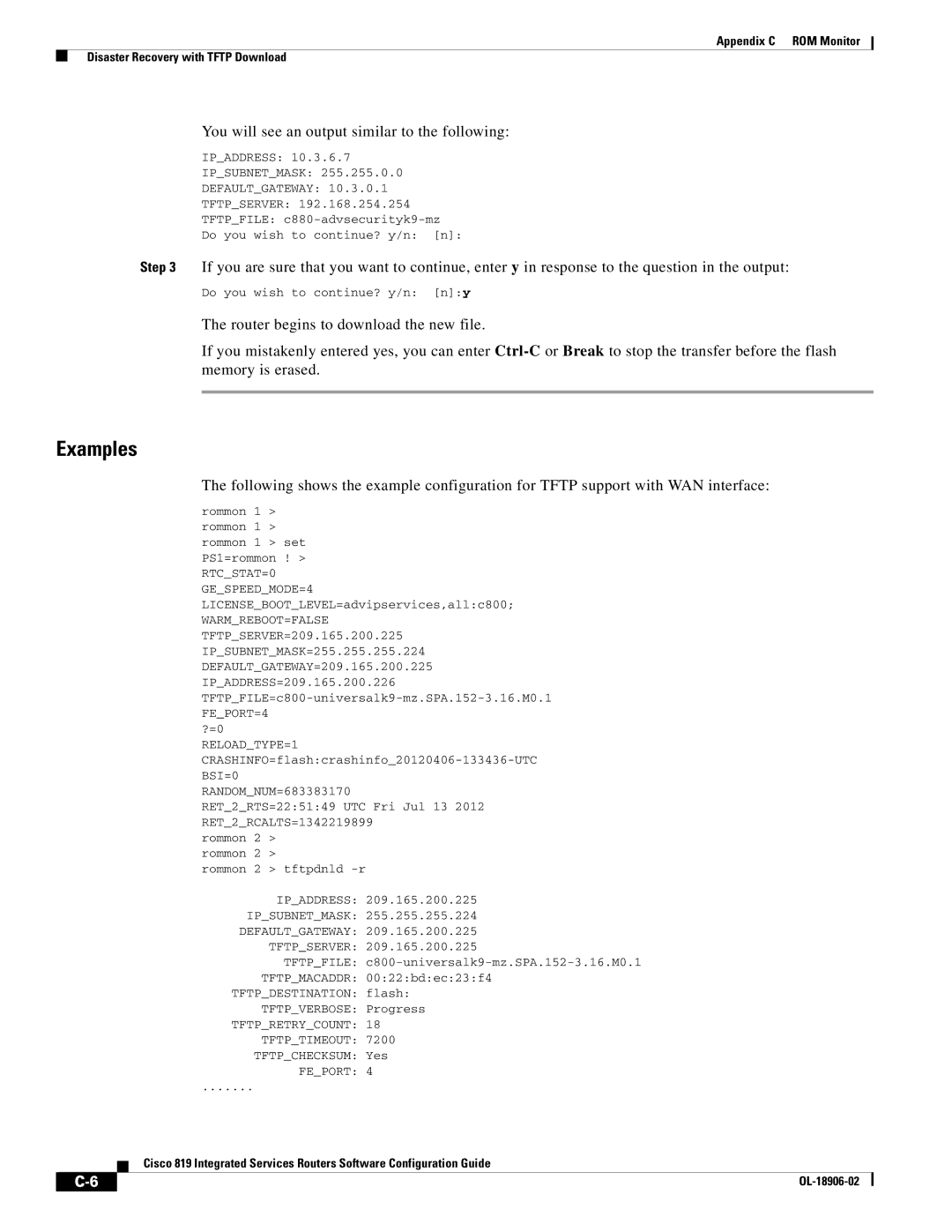 Cisco Systems C819GUK9, C819HG4GVK9 manual Examples, You will see an output similar to the following 