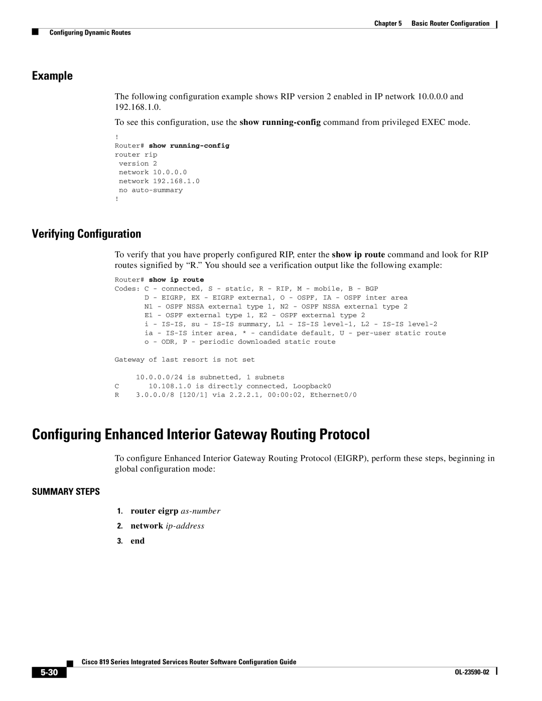 Cisco Systems C819GUK9, C819HG4GVK9 manual Configuring Enhanced Interior Gateway Routing Protocol, Router eigrp as-number 