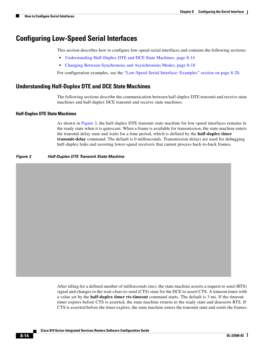 Cisco Systems C819GUK9 manual Configuring Low-Speed Serial Interfaces, Understanding Half-Duplex DTE and DCE State Machines 