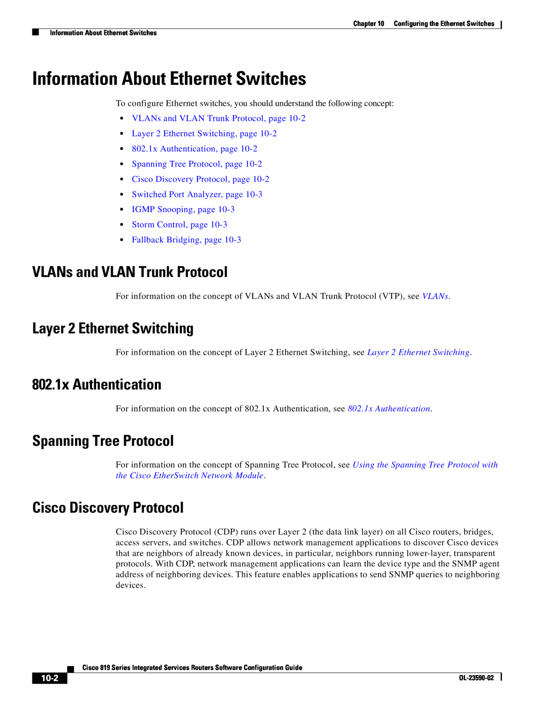Cisco Systems C819GUK9 Information About Ethernet Switches, VLANs and VLAN Trunk Protocol, Layer 2 Ethernet Switching 