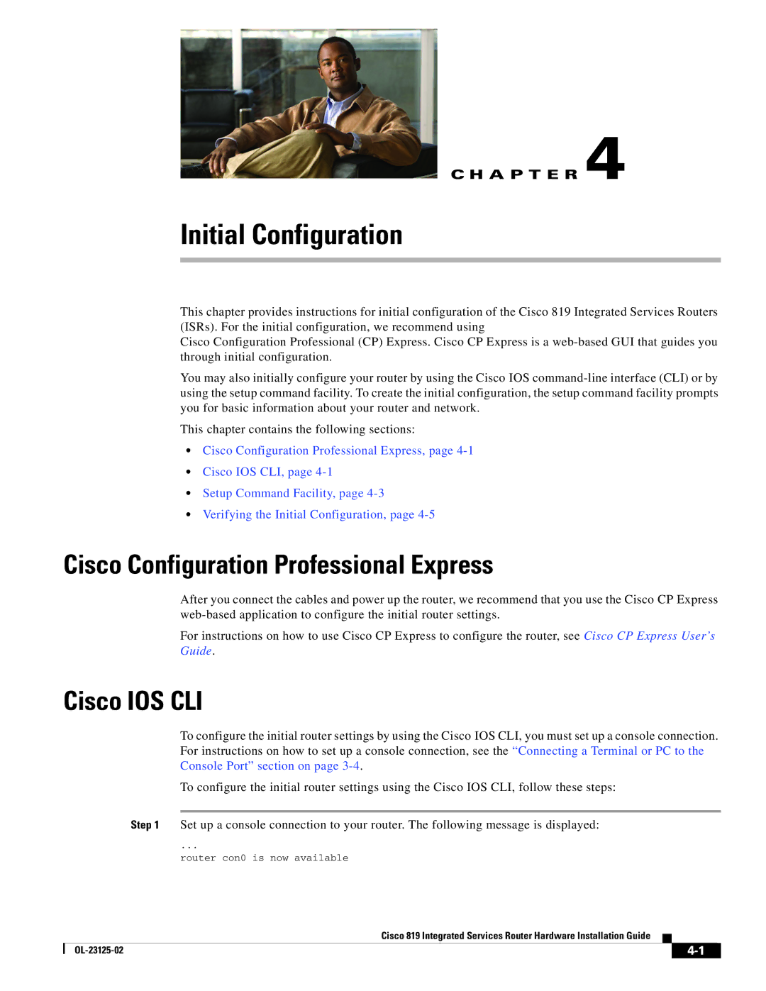 Cisco Systems C819GUK9, C819HK9, C819G4GAK9 manual Cisco Configuration Professional Express, Cisco IOS CLI 