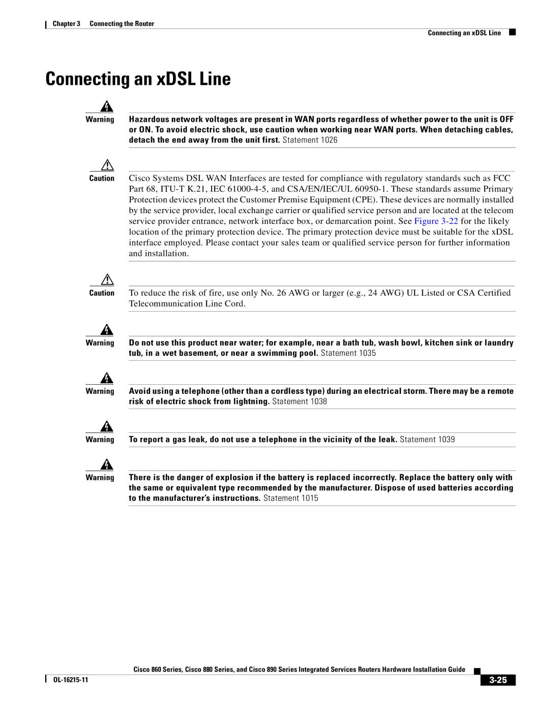 Cisco Systems C892FSPK9 manual Connecting an xDSL Line 