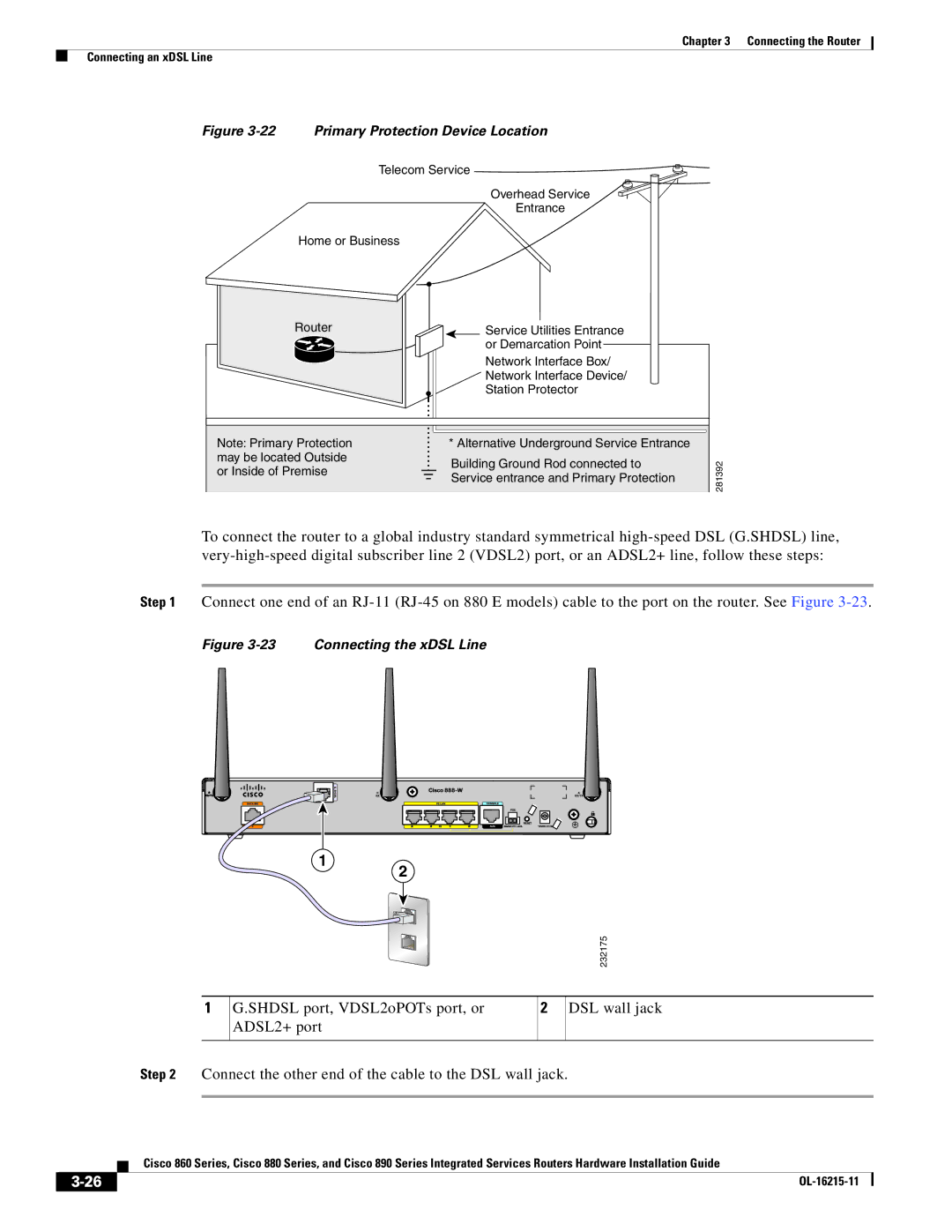 Cisco Systems C892FSPK9 manual Primary Protection Device Location 