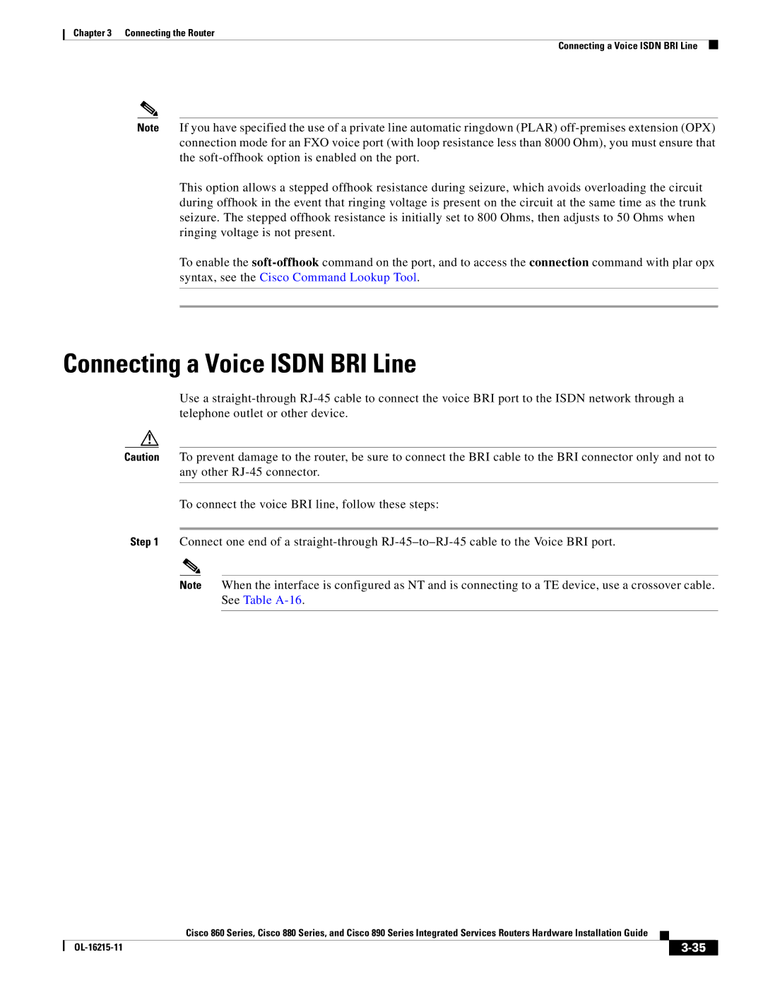 Cisco Systems C892FSPK9 manual Connecting a Voice Isdn BRI Line 