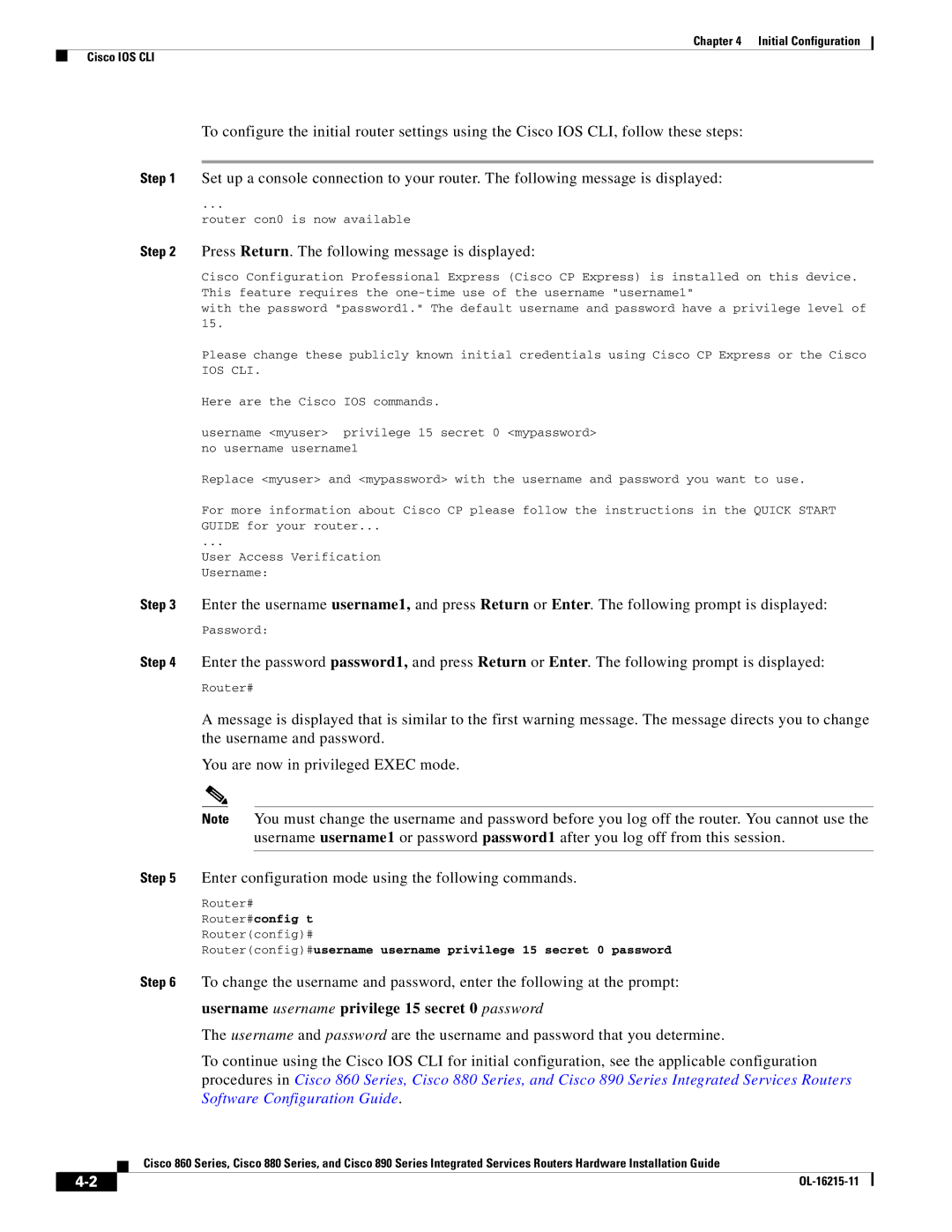 Cisco Systems C892FSPK9 manual Press Return. The following message is displayed, Ios Cli 