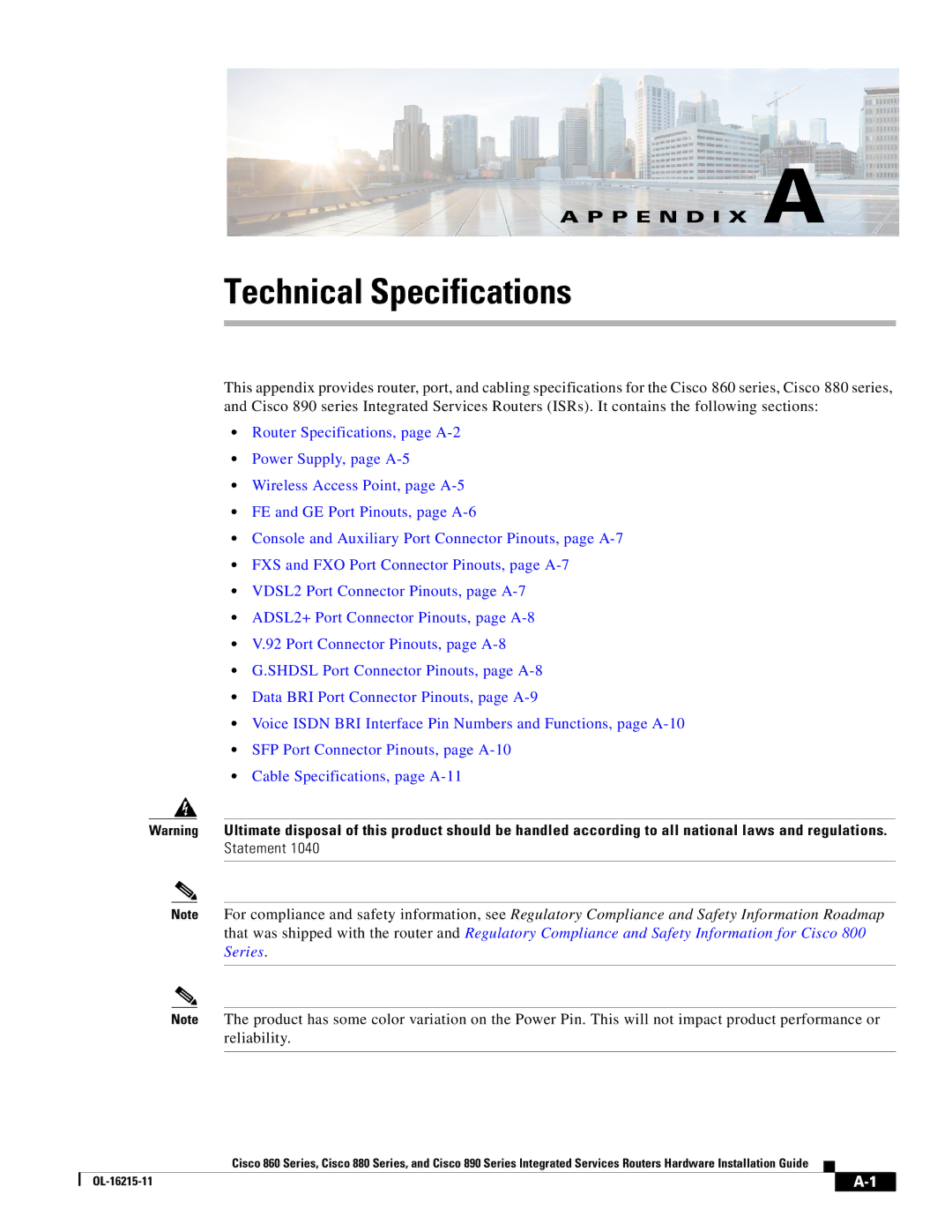 Cisco Systems C892FSPK9 manual Technical Specifications 