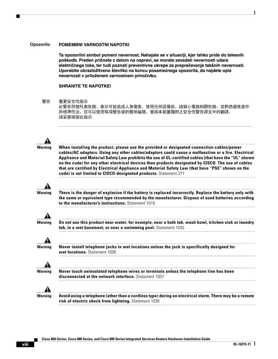 Cisco Systems C892FSPK9 manual Viii 