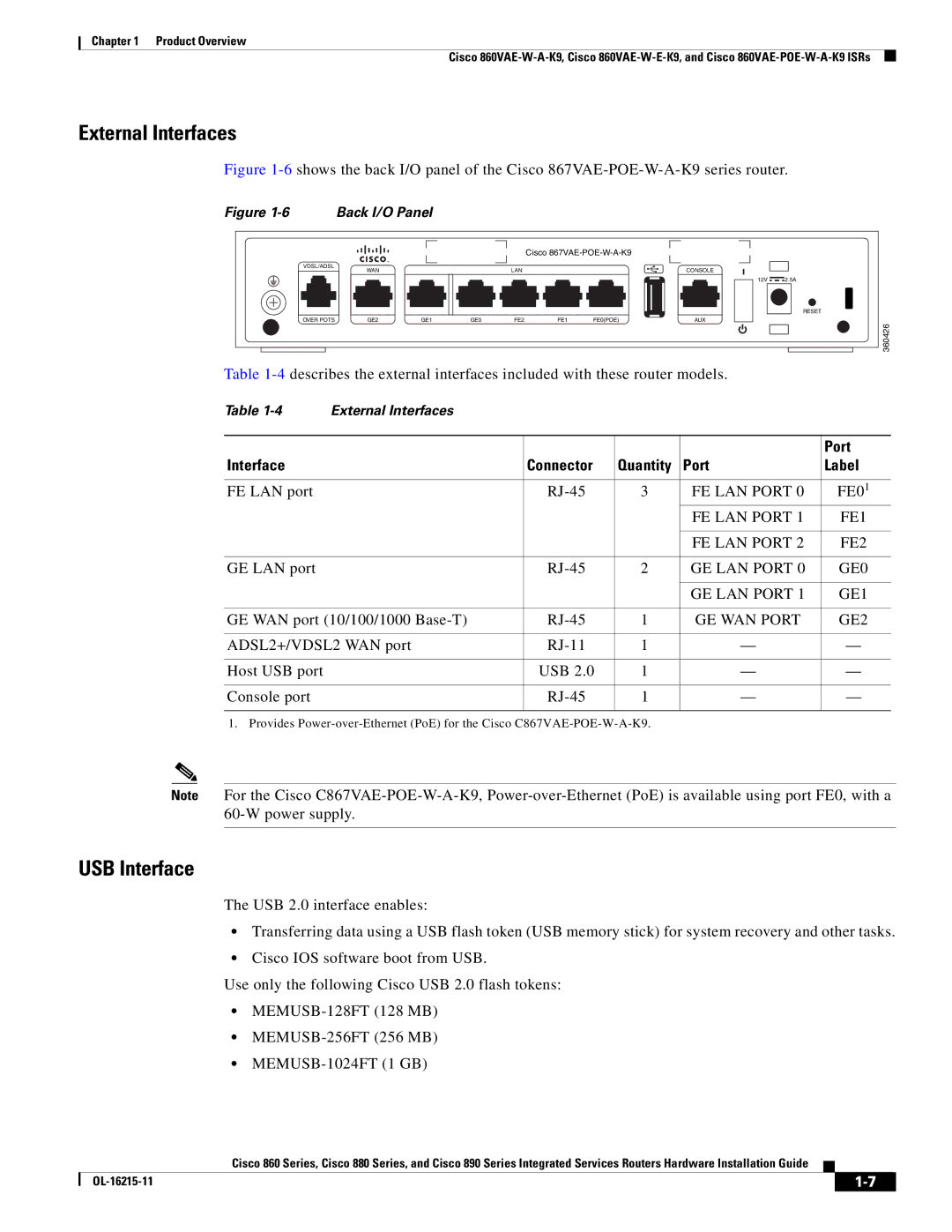 Cisco Systems C892FSPK9 manual Interface Connector, Port Label 