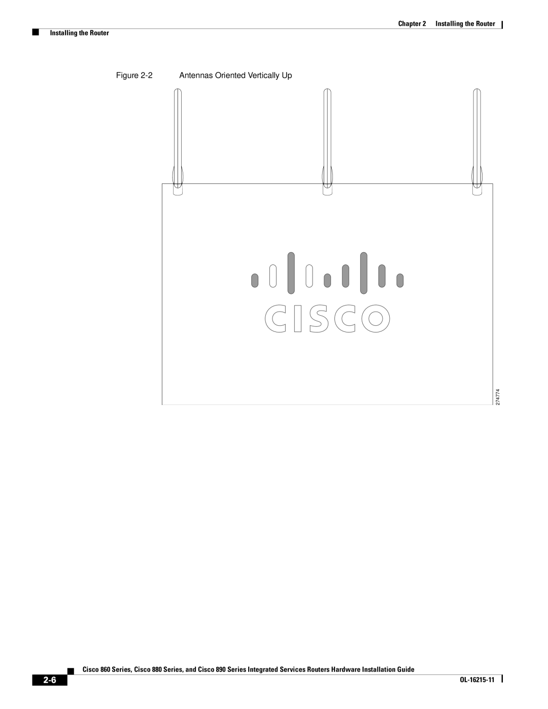 Cisco Systems C892FSPK9 manual Antennas Oriented Vertically Up 