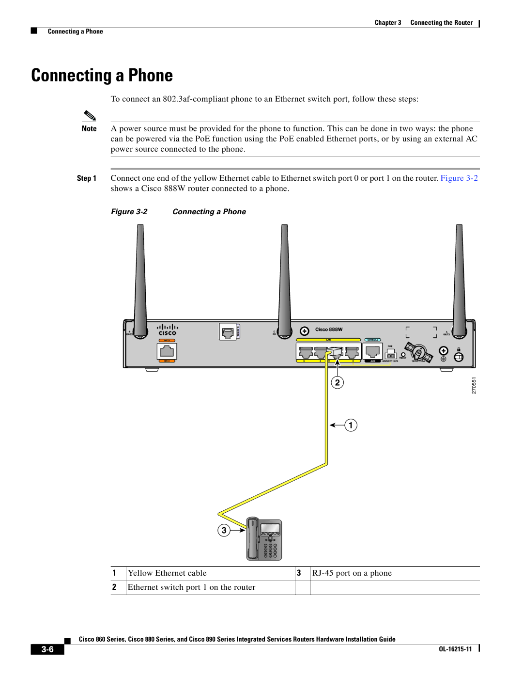 Cisco Systems C892FSPK9 manual Connecting a Phone 