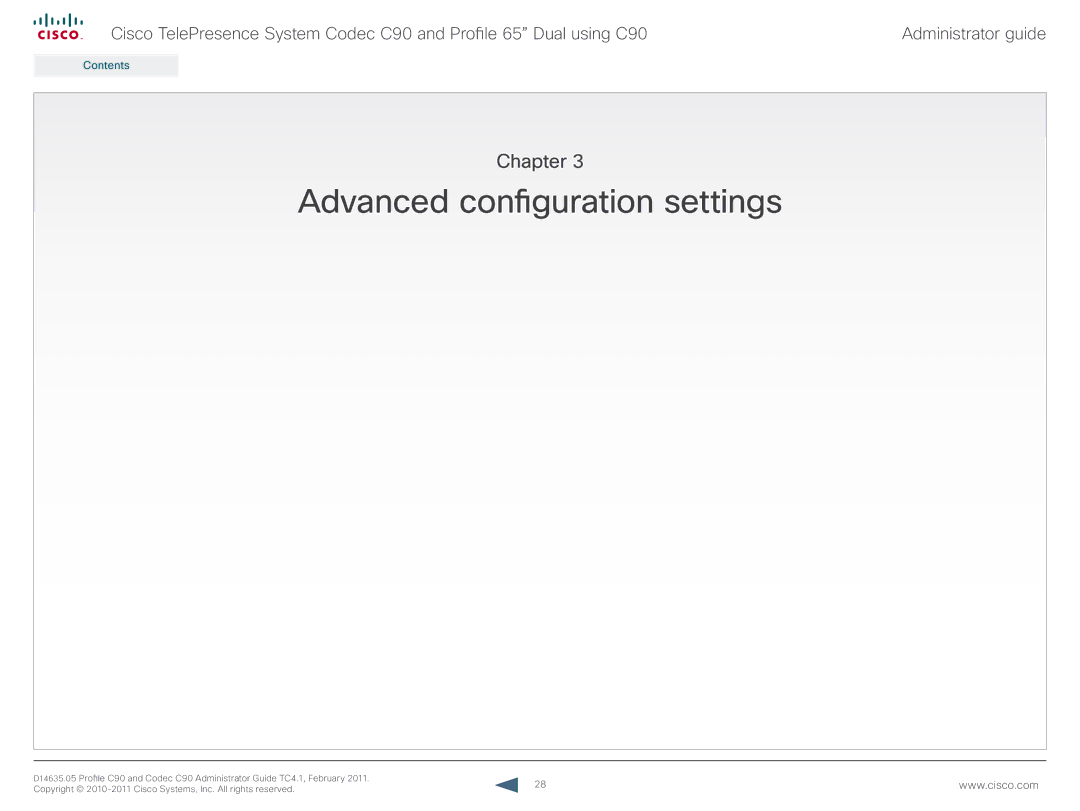 Cisco Systems C90 manual Advanced configuration settings 