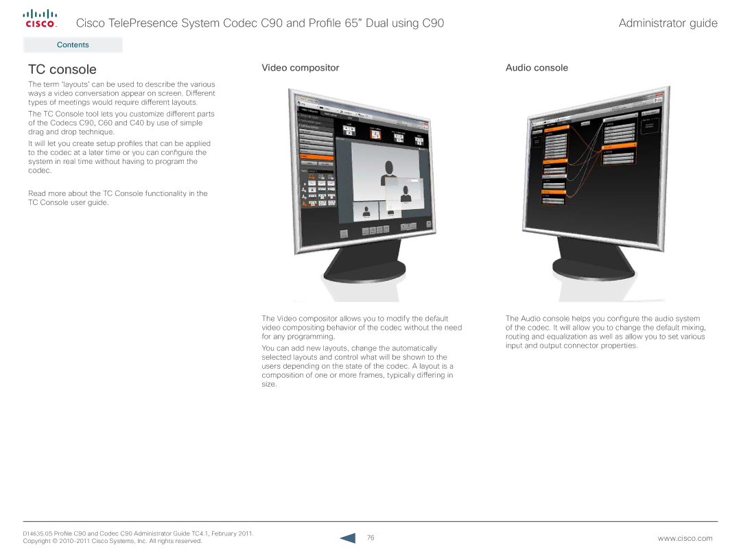 Cisco Systems C90 manual TC console, Video compositor Audio console 