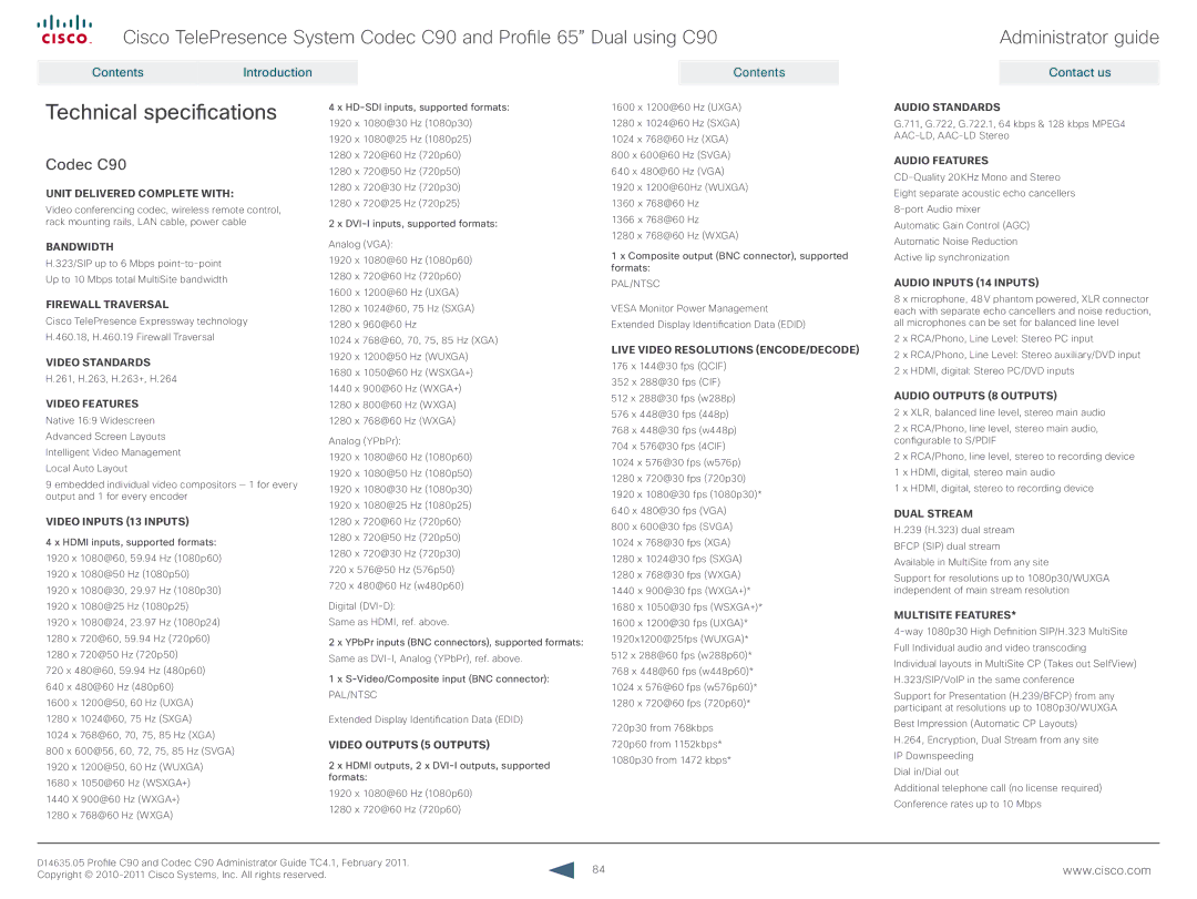 Cisco Systems manual Codec C90 