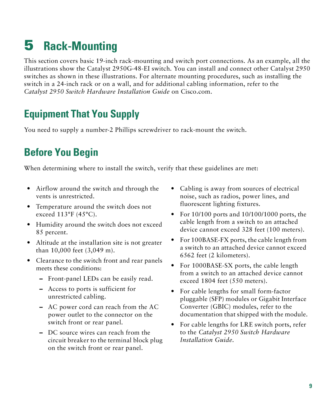 Cisco Systems CATALYST 2950 manual Rack-Mounting, Equipment That You Supply, Before You Begin 