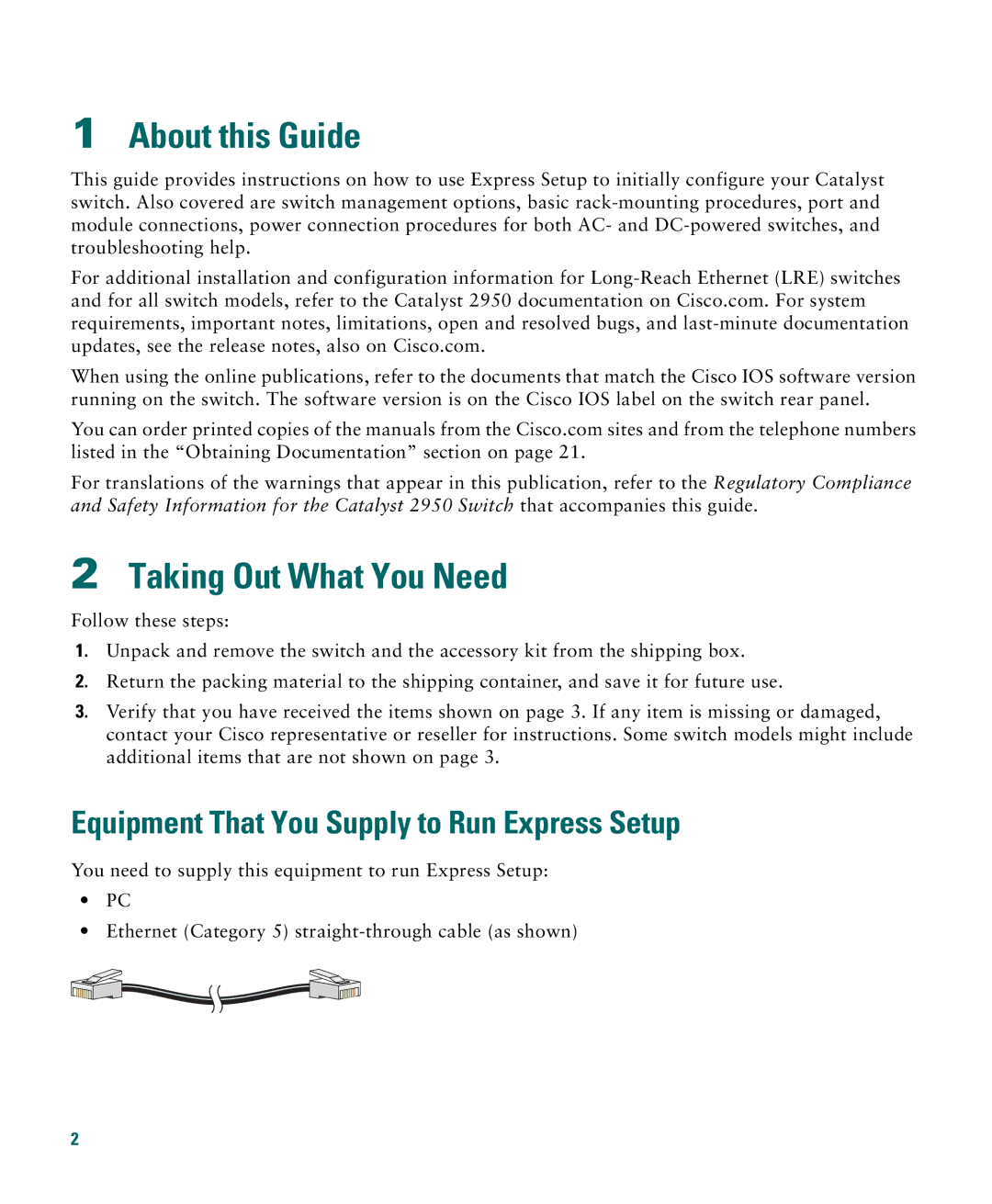 Cisco Systems CATALYST 2950 About this Guide, Taking Out What You Need, Equipment That You Supply to Run Express Setup 