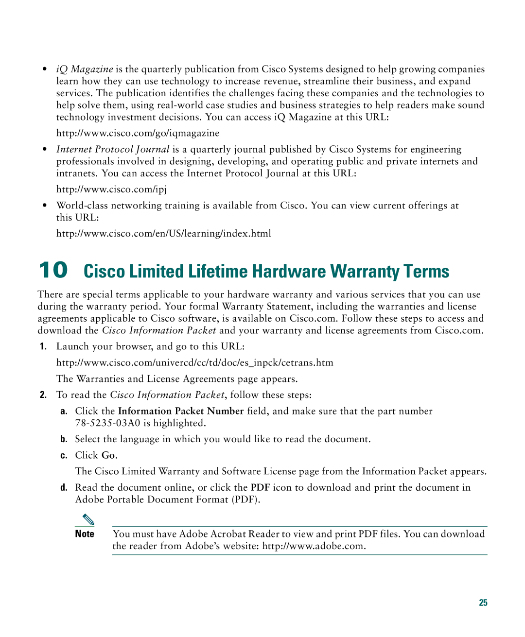 Cisco Systems CATALYST 2950 manual Cisco Limited Lifetime Hardware Warranty Terms 