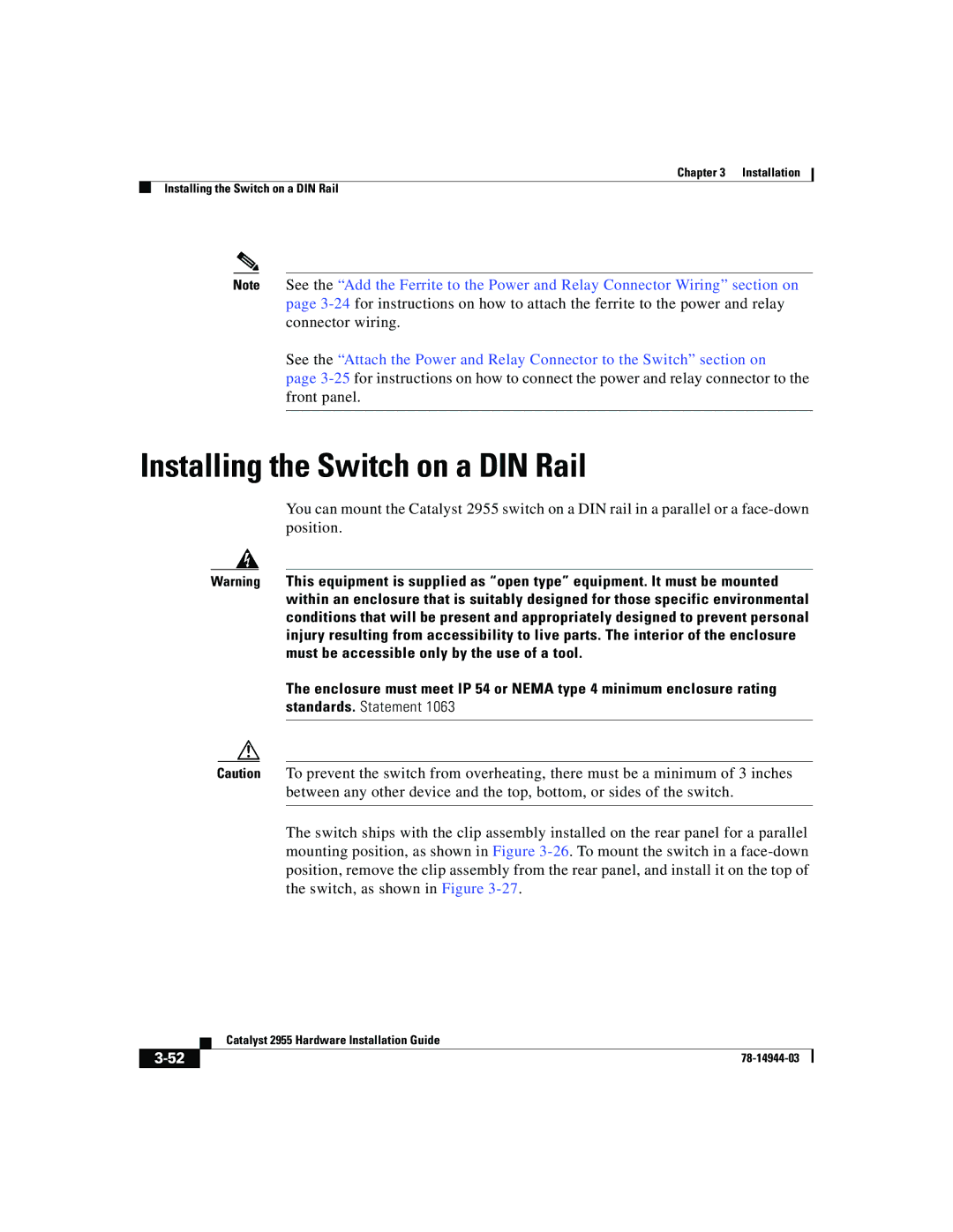 Cisco Systems Catalyst 2955 manual Installing the Switch on a DIN Rail 