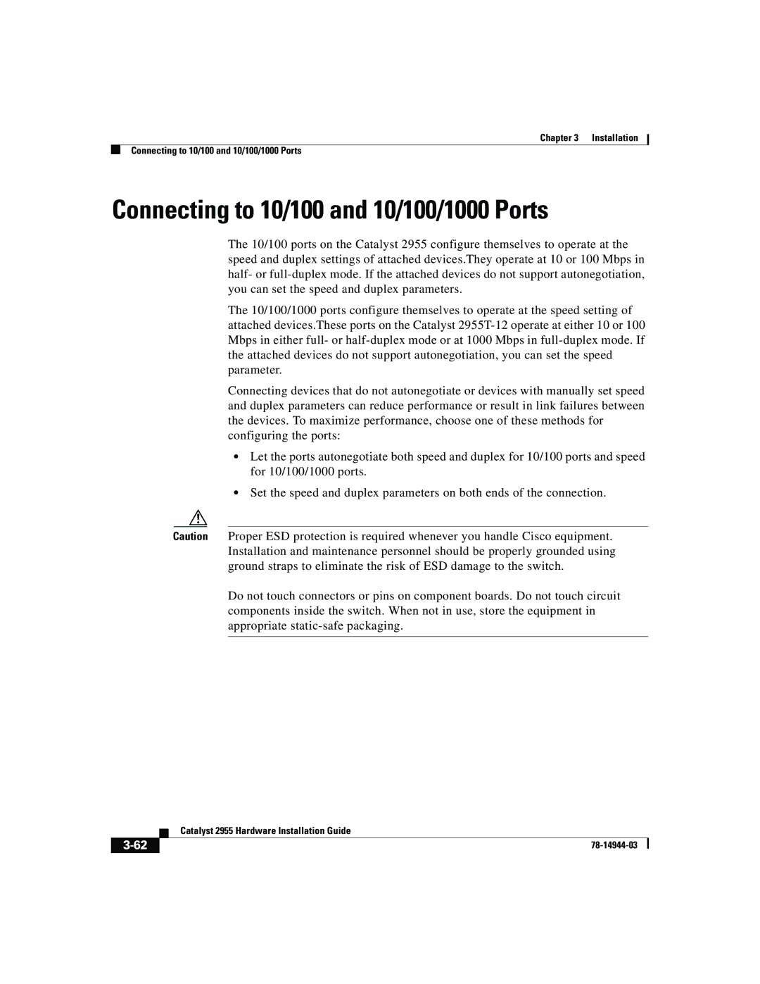 Cisco Systems Catalyst 2955 manual Connecting to 10/100 and 10/100/1000 Ports 